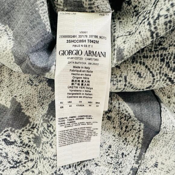 Giorgio Armani Blue Floral Print Tunic Blouse Size 44 XL Long Sleeve Cotton - Picture 11 of 15